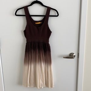 Alice + Olivia brown knit and ombré silk dress XS